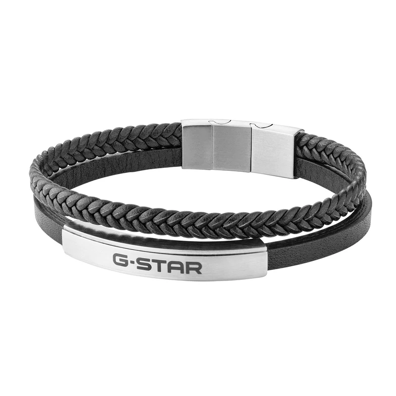 G-STAR Tether02P Bracelet en cuir noir GSJ.109.01