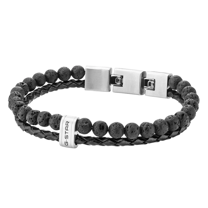 G-STAR Tether02R Bracelet en cuir tressé noir GSJ.110.03