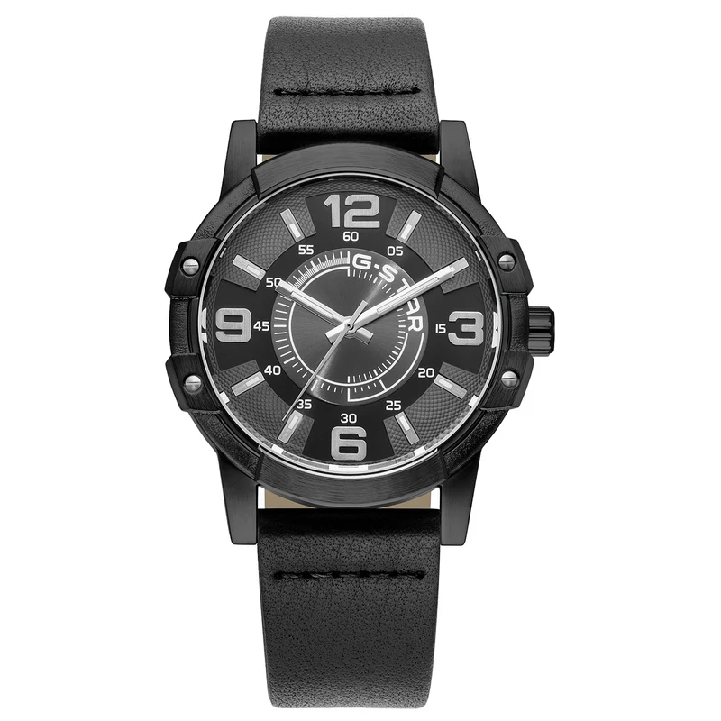 G-STAR Constructed Montre Homme en Cuir Noire GSW.506.02