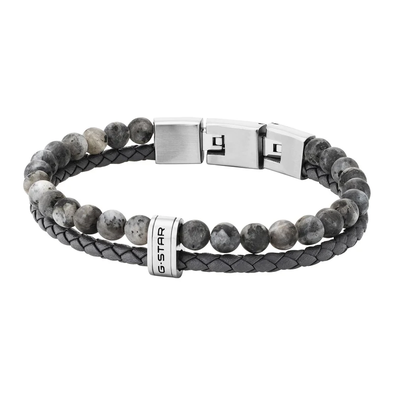G-STAR Tether02R Bracelet en cuir tressé gris GSJ.110.04