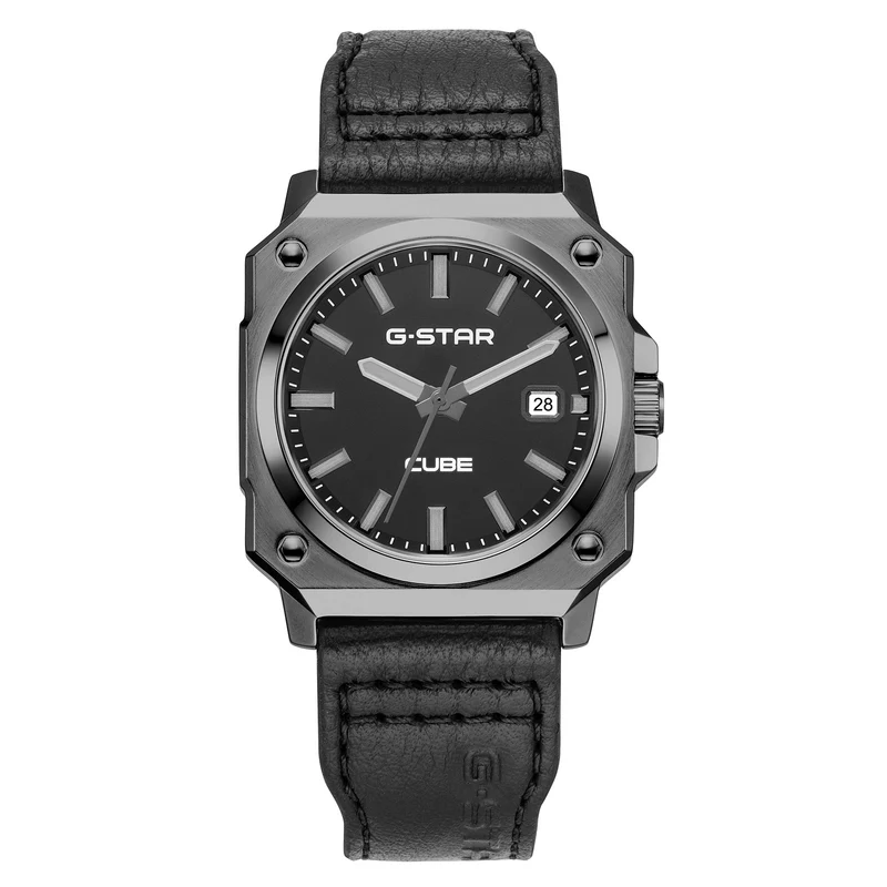 G-STAR Cube Montre Homme en Cuir Noir GSW.508.02