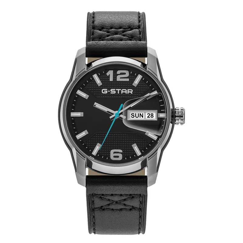 G-STAR Selvedge Montre Homme en Cuir Noir GSW.507.02