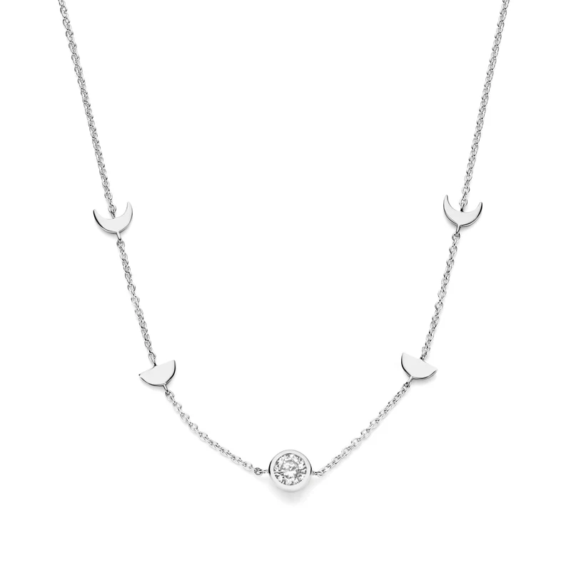 Violet Hamden Luna Collier en Argent 925 Sterling avec Lunes et Pierre de Zircon Blanc VH340043