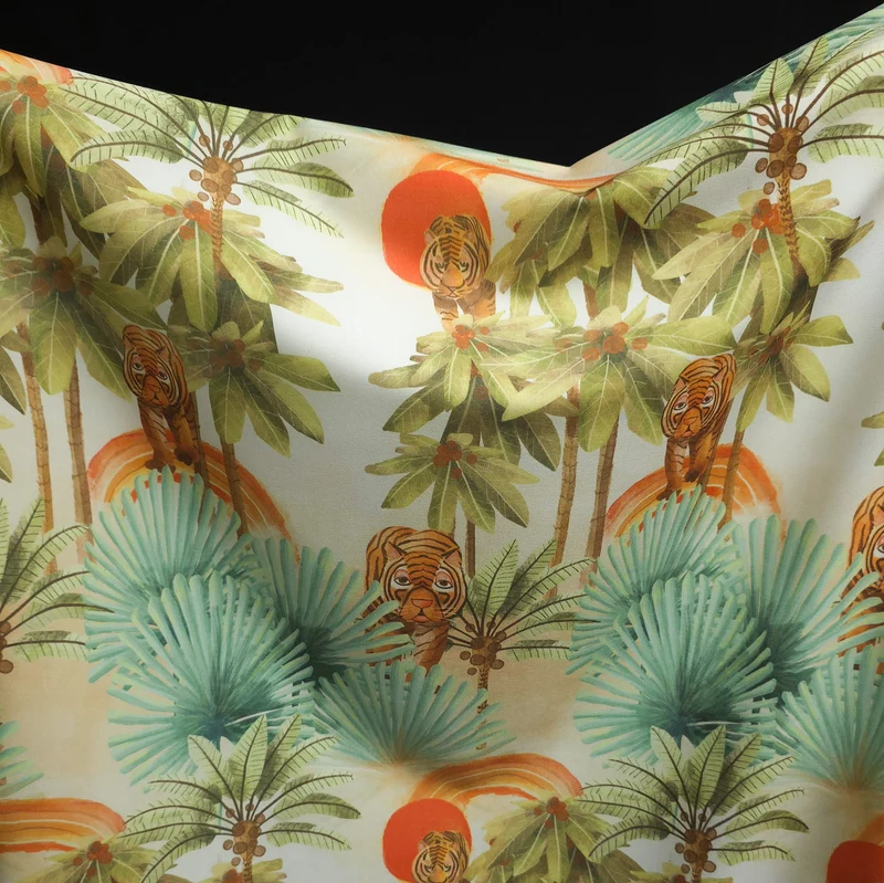 Tissu Boardshort Deadstock de Designer | Tigres Tropicaux