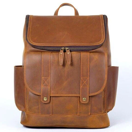 Sac à dos en cuir marron pour homme | MONFREID