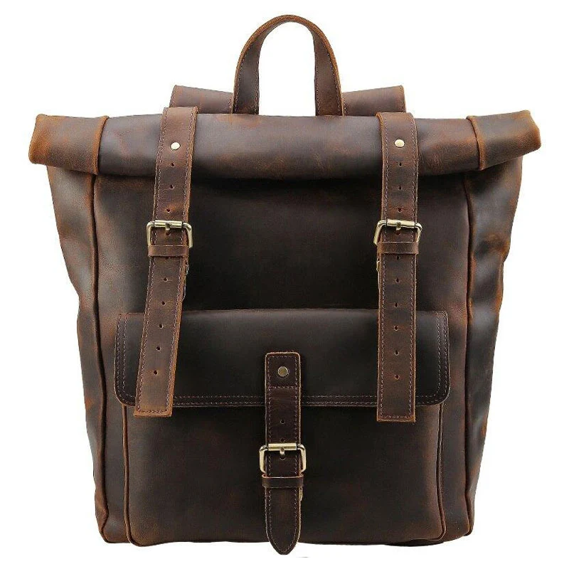 Sac à dos en cuir roll top | DEFOE