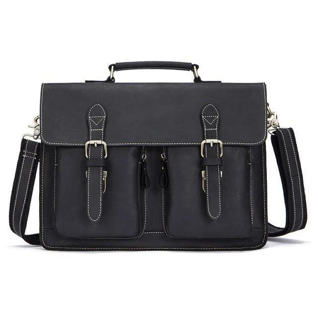 Sac bandoulière en cuir noir | JANEIRO