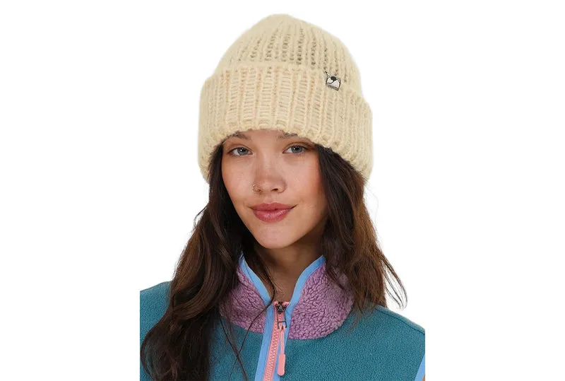 BONNET EN MOHAIR JAUNE BEURRE
